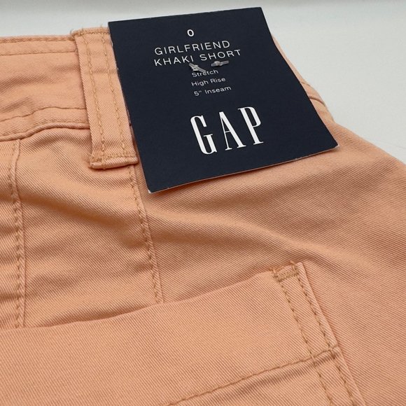 GAP Girlfriend Khaki Shorts size 0 Stretch High Rise Color Peach Martini NWT - Picture 4 of 10